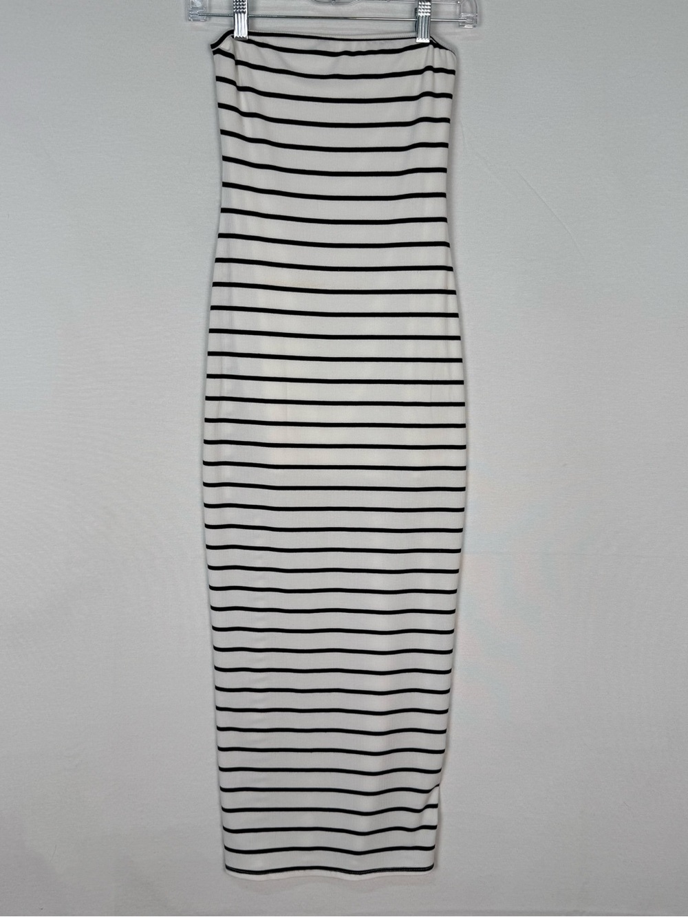 See You Monday Black and White Strapless Midi Tube Dress